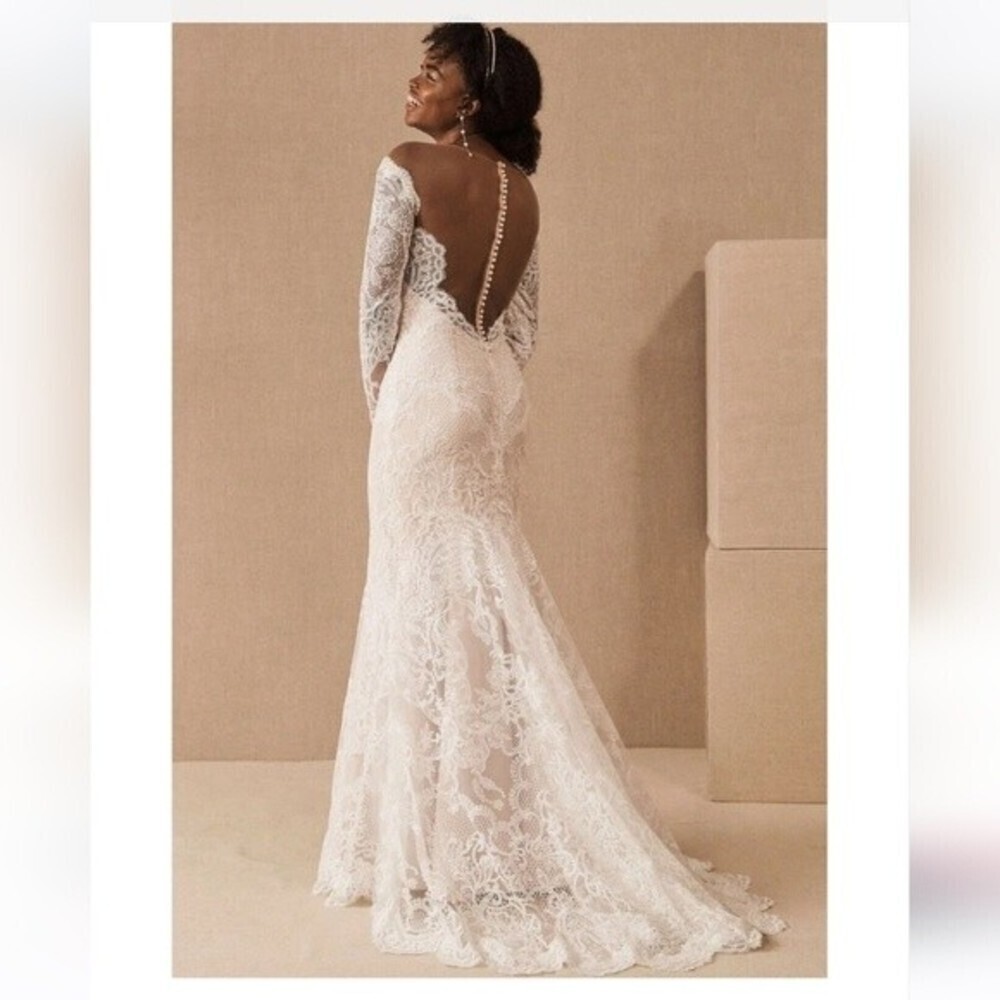 NWT Anthropologie BHLDN Watters Ula Blush lace sheet back wedding gown Sz 2 - Picture 1 of 16